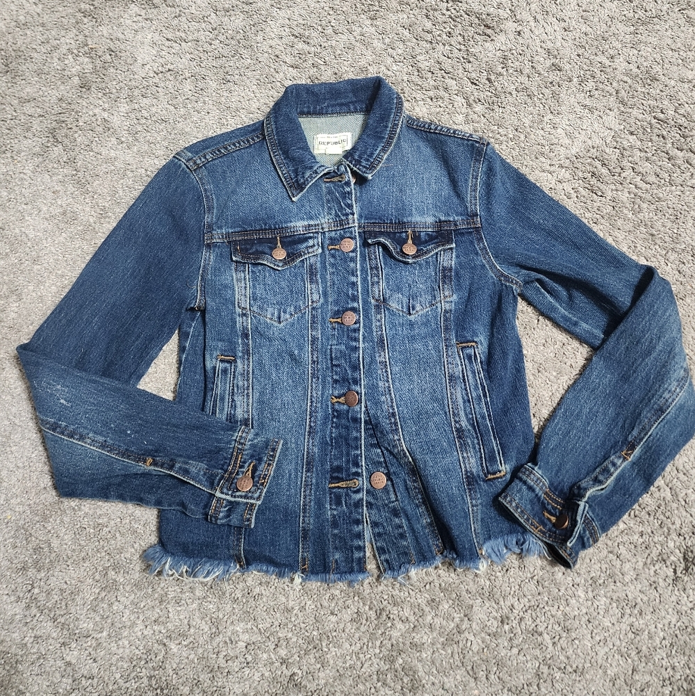 For The Republic Distressed Denim Jacket